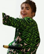 Emily in Paris Season 03 Green Printed Coat