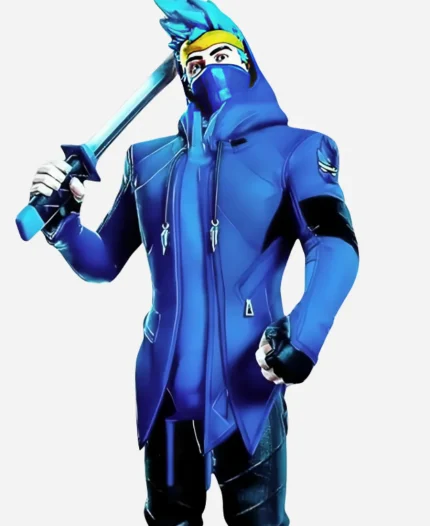 Fortnite Video Game Ninja Blue Gaming Leather Jacket