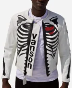 Heart Vanson Leather Skeleton White Jacket