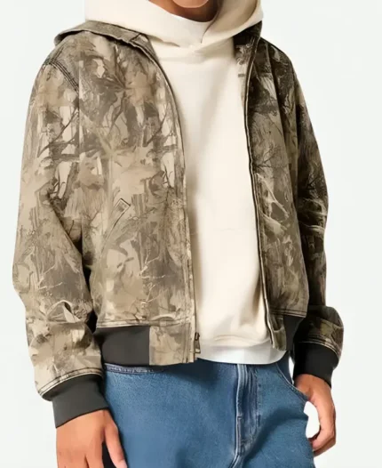 Hollister Hooded Camo Zip-Up Bomber Jacket