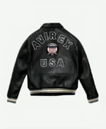 Men's Avirex Real Bomber American Flight Black Leather Jacket