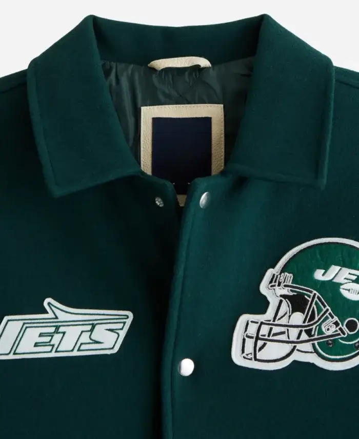 New York Jets Wool Varsity Jacket Detailing