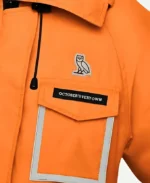 OVO Chilliwack Orange Hooded Jacket Pocket