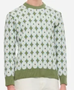 Samuel Arnold Emily In Paris Season 4 Julien Geomatric Print Green Sweater