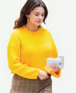 Selena Gomez Nyc Only Murders In The Building 2024 Yellow Sweater