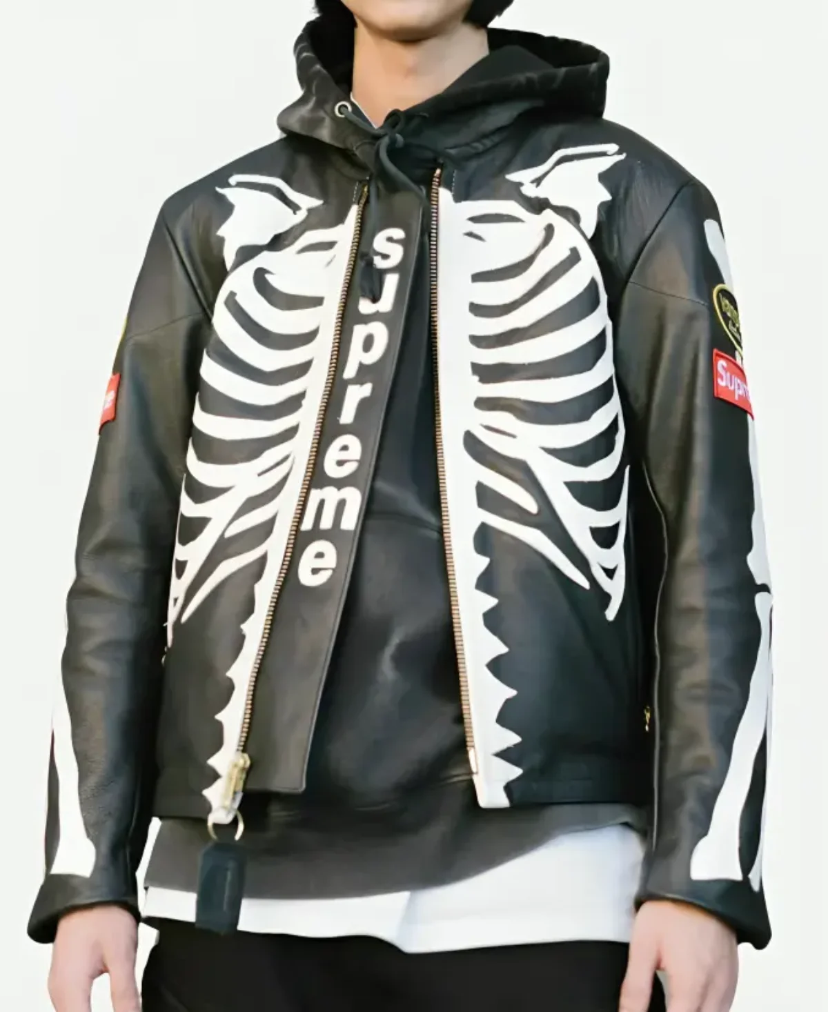 Skeleton Red Supreme Vanson Leather Bones Jacket - Jacket Era