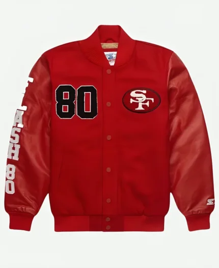 Starter San Francisco Jerry Rice Red GOAT  Varsity Bomber Jacket