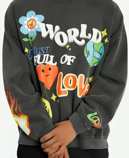Unisex Trendy World Of Love Gray Hoodie For Sale