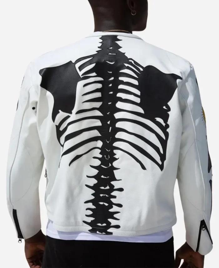 Vanson Skeleton White Leather Jacket