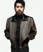 Zayn Malik Show Off-White Brown Leather Jacket