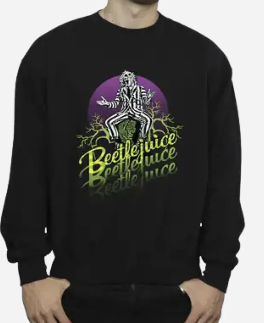 Beetlejuice Purple Circle Black Sweatshirt Beetlejuice Purple Circle Sweatshirt