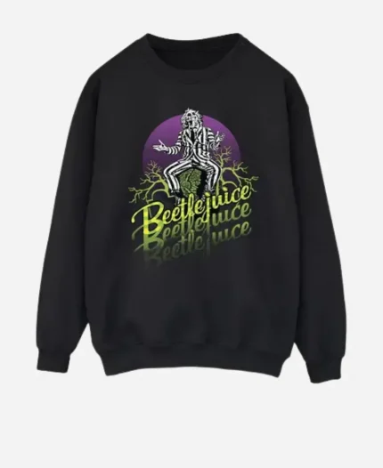Beetlejuice Purple Circle Black Sweatshirt