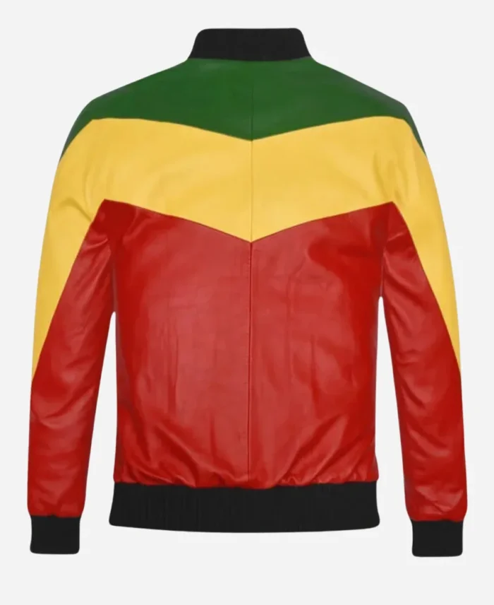 Bob Marley Multicolor Bomber Leather Jacket