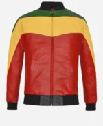 Bob Marley Multicolor Bomber Leather Jacket For Sale