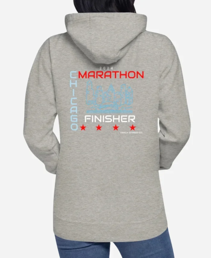 Chicago Marathon 2024 Grey & Black Finisher Pullover Hoodie For Unisex