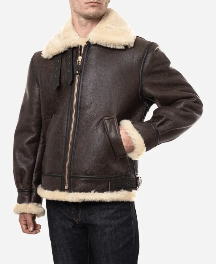 Classic Brown Sheepskin B3 Bomber Shearling Jacket More