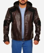 Detroit Become Human Gavin Reed Brow Hooded Leather Jacket