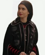 Emily Cooper TV Series Emily In Paris Season 04 Lily Collins Black Floral Cape Coat 