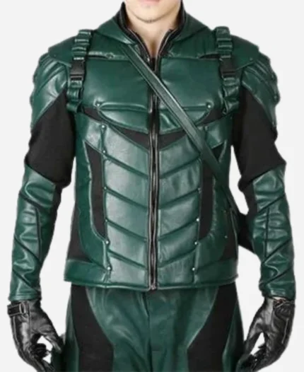 Green Arrow Stephen Amell Season 05 Oliver Queen Leather Jacket