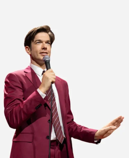 John Mulaney Baby J Maroon Suit