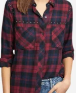 Kelsey Asbille Tv Series Yellowstone Season 03 Monica Dutton Red Checkered Plaid Shirt