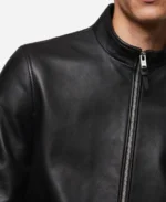 Men's Black Biker Leather Zip Up Jacket Closep