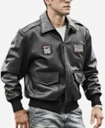 Men’s Black Bomber Leather Jacket – Air Force Pilot Style