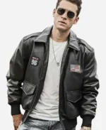 Men’s Black Bomber Leather Jacket – Air Force Pilot Style 2