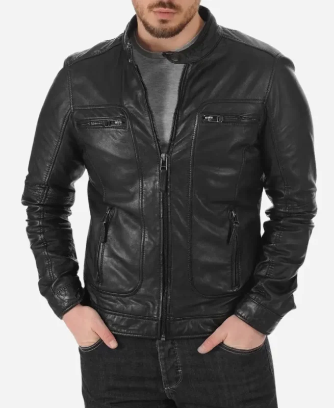 Men’s Black Leather Biker Jacket