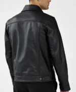 Men's Black Leather Tucker Jacket Back