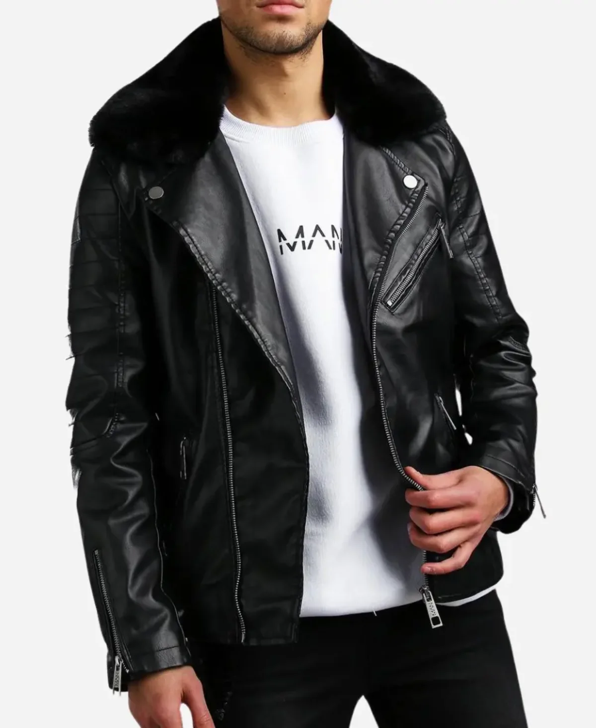 Mens Leather Biker Jacket With Fur Collar Upto 40 Off