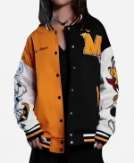 Mickey Mouse Letterman Disney Halloween Cartoon Print Varsity Jacket 