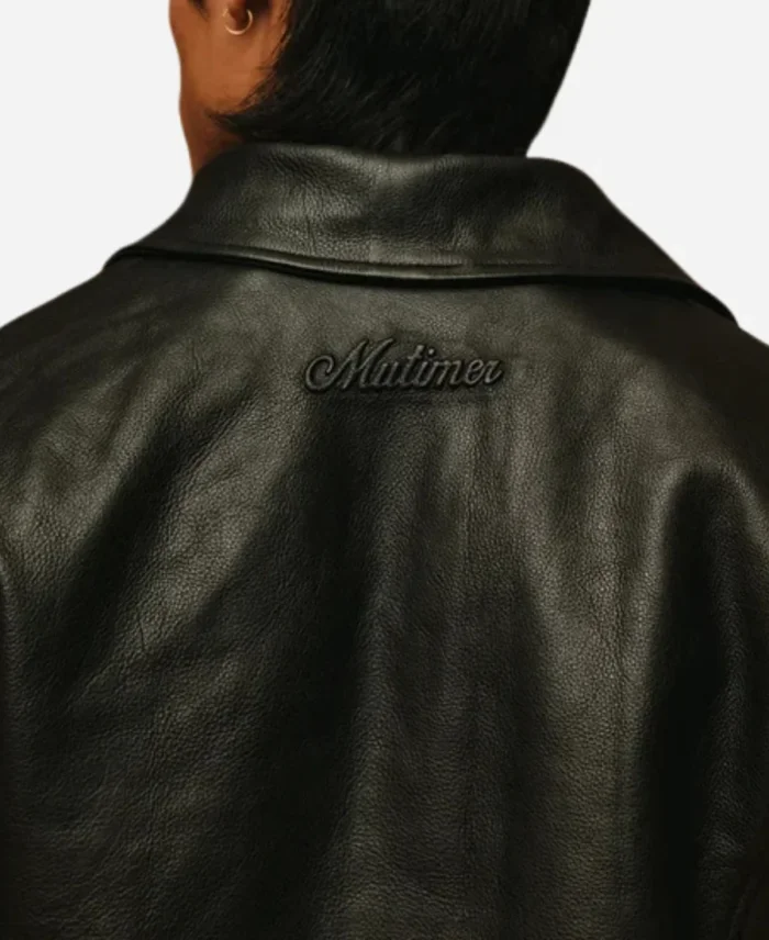 Mutimer Black Leather Jacket Back Detaling