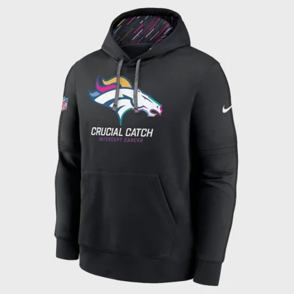 NFL 2024 Denver Broncos Nike Black Crucial Catch Club Pullover Hoodie