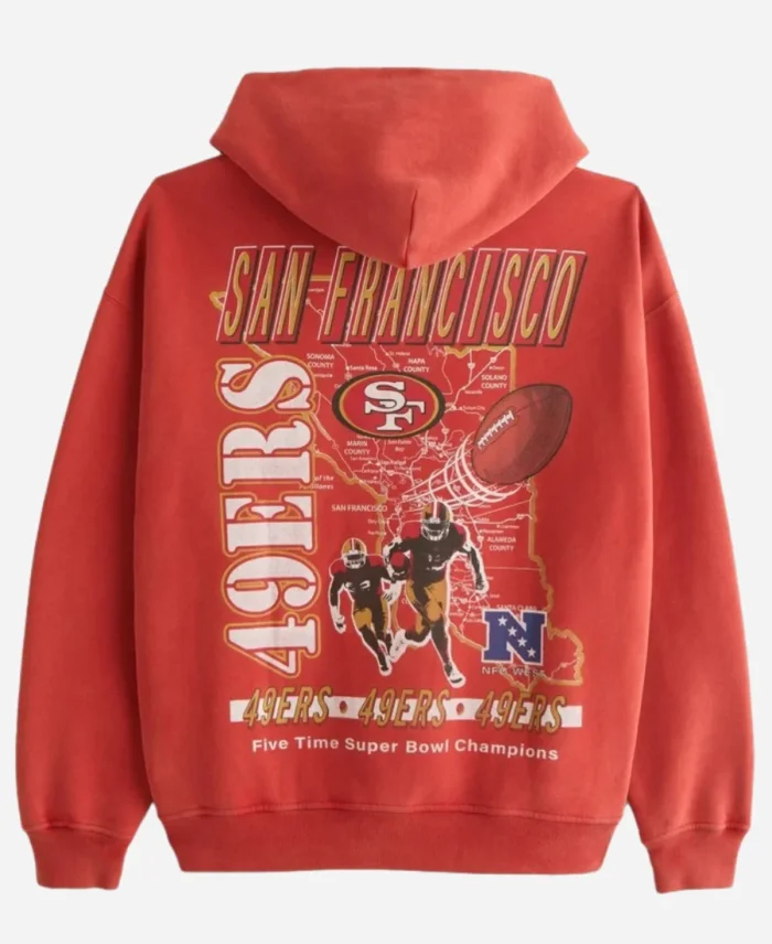 NFL Abercrombie San Francisco 49ers Graphic Popover Red Hoodie