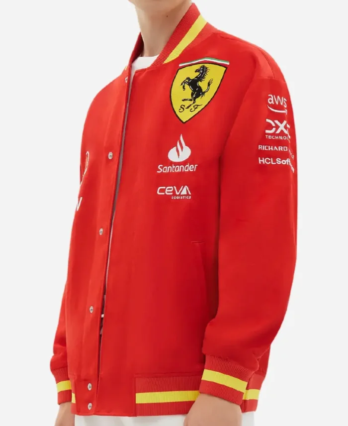 Scuderia Ferrari F1 2024 Miami Red Varsity Letterman Jacket