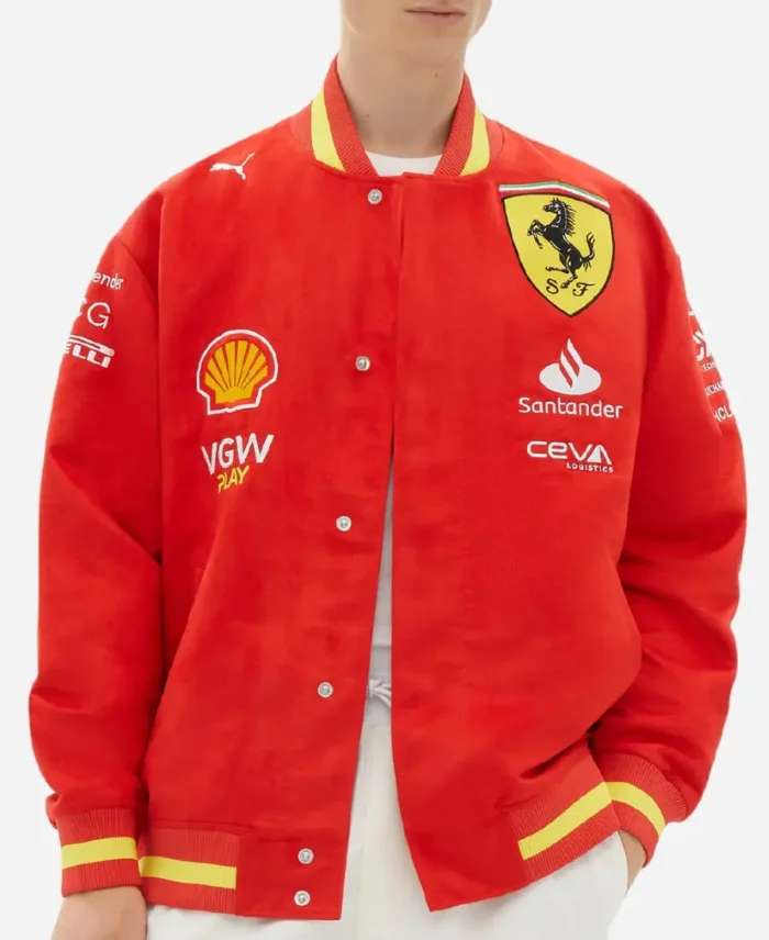 Scuderia Ferrari F1 Miami 2024 Red Varsity Jacket