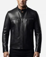 Mens Custom Skeleton Design Bachelorette Party Black Real Leather Jacket