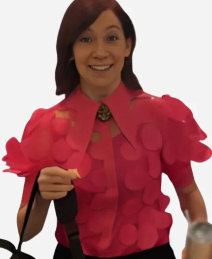 Tv Series Elsbeth Season 2 Carrie Preston Pink Mesh Polka Dot Blouse