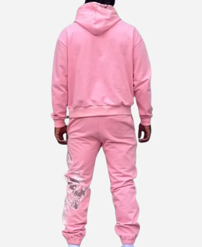 Unisex Gateway Luxury Hooded Skully Pink Tracksuit Back