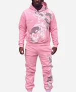 Unisex Gateway Luxury Hooded Skully Pink Tracksuit Front