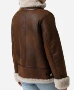 Women B3 Bomber Shearling Brown Sheep Skin Leather Jacket 02