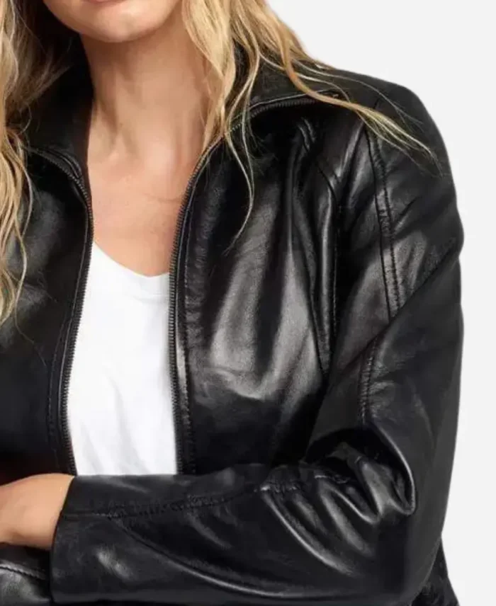 Womens Black Leather Jacket 01