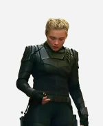 Yelena Belova Black Widow Florence Pugh Black Leather Jacket
