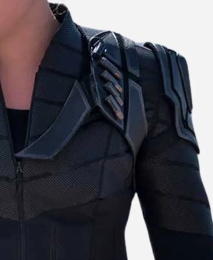 Yelena Belova Movie Black Widow 2021 Florence Pugh Black Leather Jacket