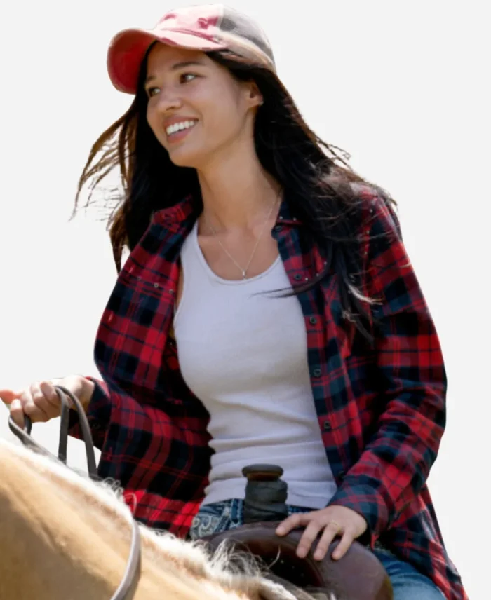 Yellowstone S03 Monica Dutton Red Checkered Shirt