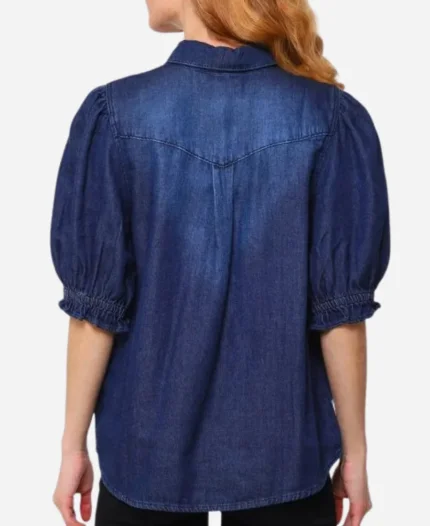 Yellowstone S04 Beth Dutton Denim Puff Sleeve Top