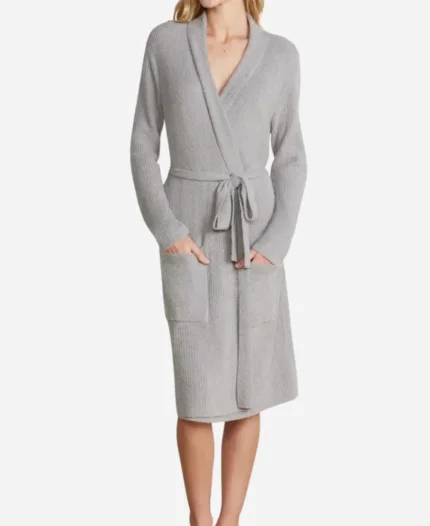 Yellowstone S04 Monica Dutton Grey Ribbed Robe Front