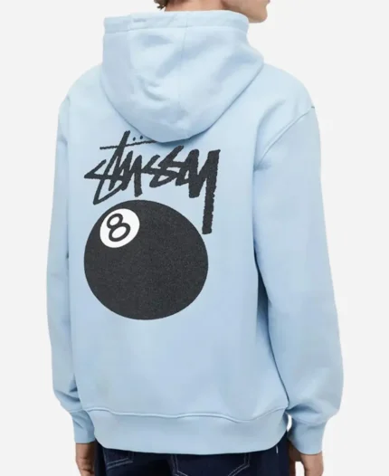 8 Ball Stussy Sky Blue Pullover Hoodie For Sale