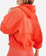 Aerie Sherpa Patchwork Oversized Orange Hoodie Back